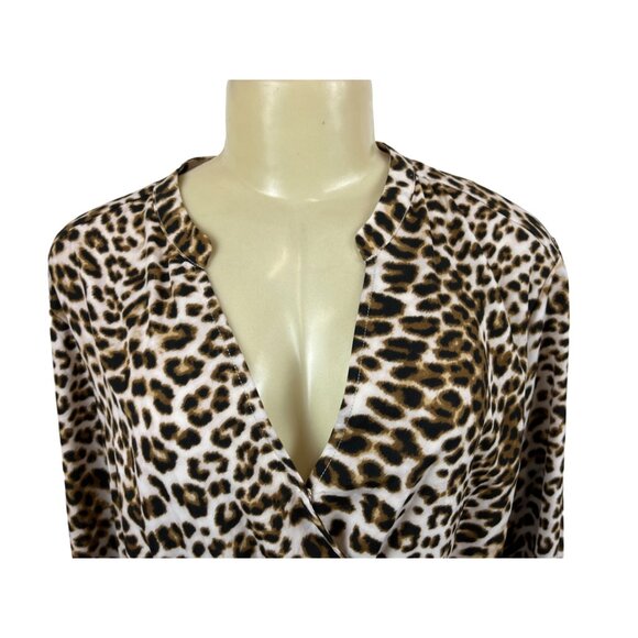 All in Favor Women's Leopard Print V Collar Loose Dress Sz XL - Picture 4 of 9